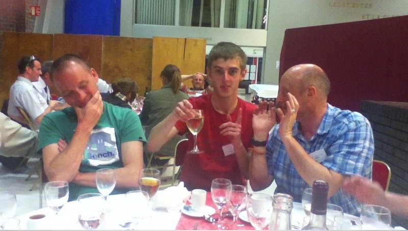James wine.jpg - James is up for a challenge. White first. Dave and Bob try to stop the youngster.